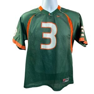 University of Miami Hurricanes #3 Jersey Nike Size Large Green Orange White